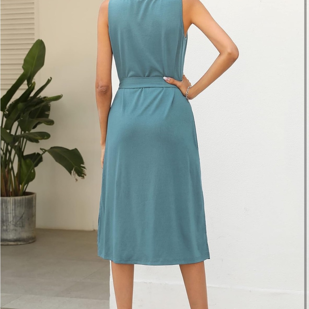 Midi Dress Sleeveless Teal - Picture 2 of 5